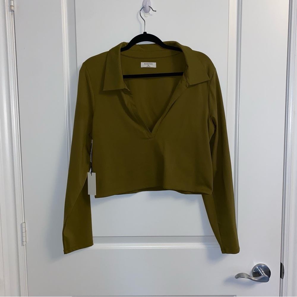 BABATON CONTOUR POLO LONG SLEEVE IN FEN GREEN